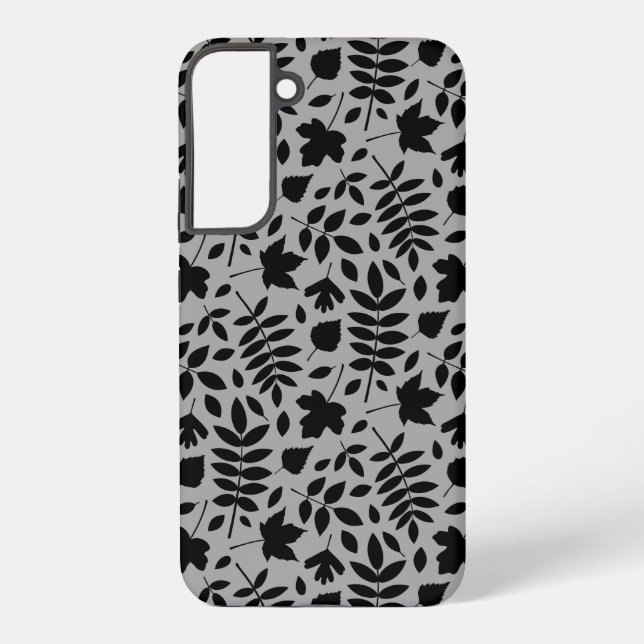 Coque Samsung Galaxy Motif Feuille tombé noir sur gris (Verso)