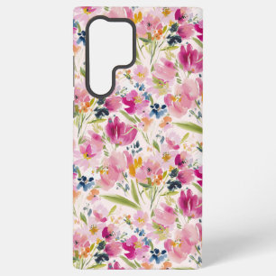 Coque Samsung Galaxy Motif floral aquarelle rose shabby chic
