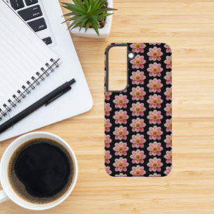 Coque Samsung Galaxy Motif floral de dahlia à collerette rose sur fond