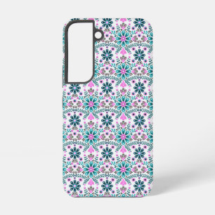 Coque Samsung Galaxy Motif floral en hibiscus et turquoise