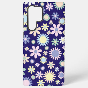 Coque Samsung Galaxy Motif floral sur fond bleu