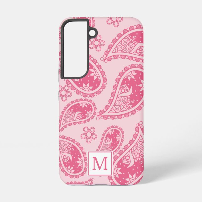 Coque Samsung Galaxy Motif rétro moderne Monogram Pink Paisley (Verso)