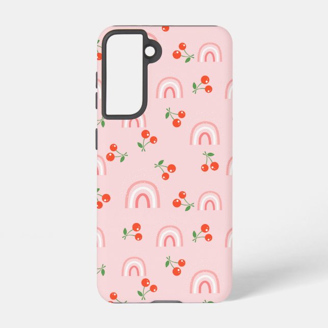 Coque Samsung Galaxy Motif rose arc-en-ciel cerise (Verso)