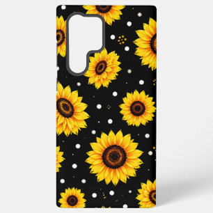 Coque Samsung Galaxy Motif vibrant tournesol à pois noir Samsung
