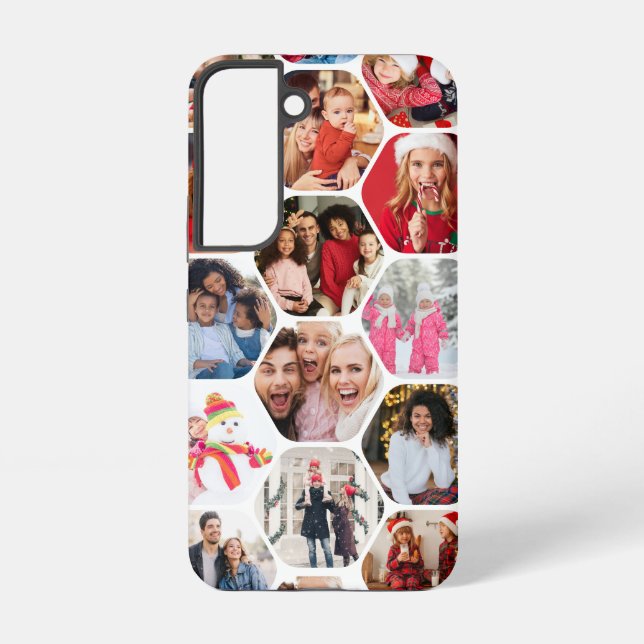Coque Samsung Galaxy Multi Photo Collage Simple Moderne Hexagon Motif (Verso)