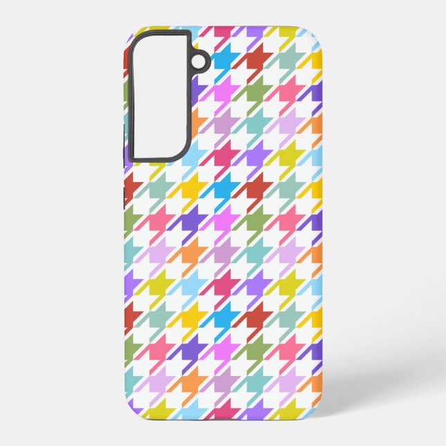 Coque Samsung Galaxy Multicolor Houndstooth+Motif blanc (Verso)