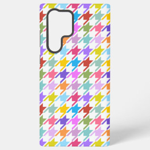 Coque Samsung Galaxy Multicolor Houndstooth+Motif blanc