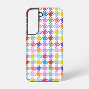 Coque Samsung Galaxy Multicolor Houndstooth+Motif blanc