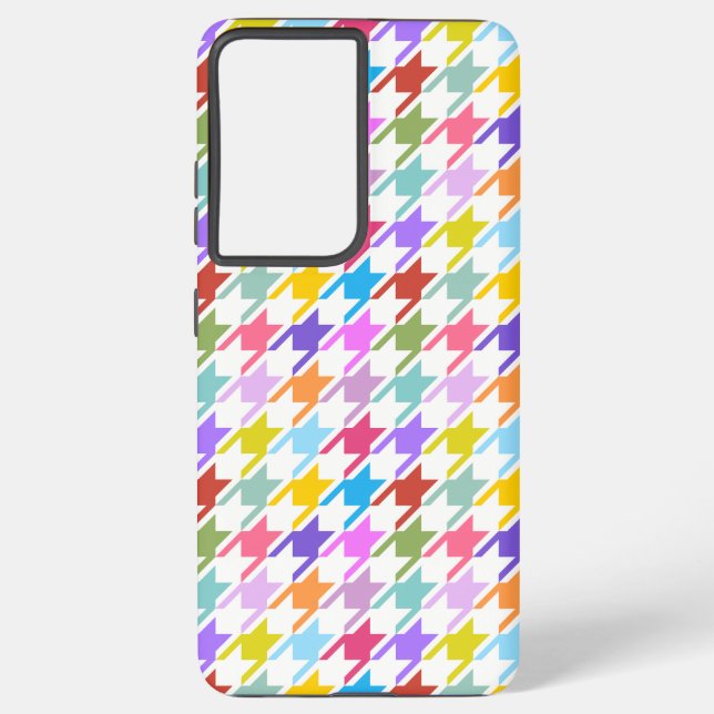 Coque Samsung Galaxy Multicolor Houndstooth+Motif blanc (Verso)