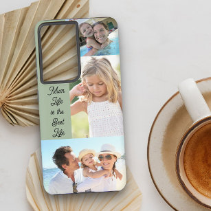 Coque Samsung Galaxy Mum Life is the Best Life 3 Photo Collage Green