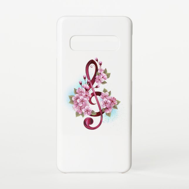 Coque Samsung Galaxy Musical treble clef notes with sakura flowers (Dos)