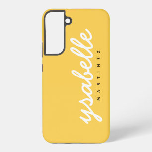 Coque Samsung Galaxy Mustard Jaune Simple Bold Nom du script