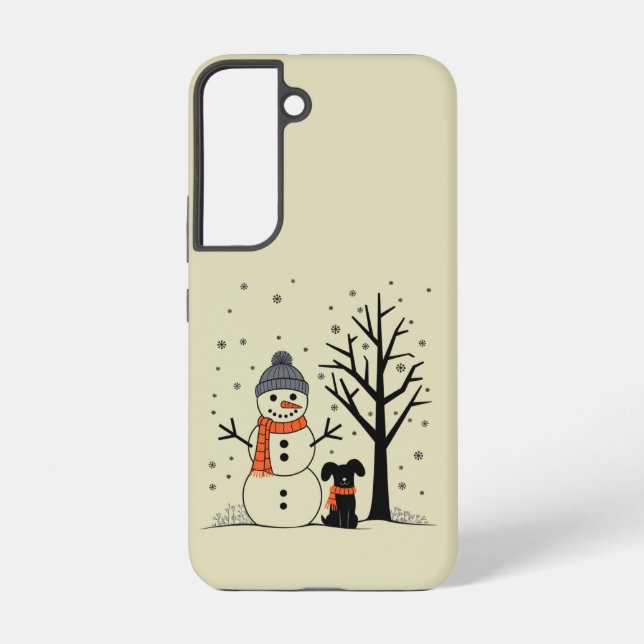 Coque Samsung Galaxy Noël Snowman Xmas Chien hiver (Verso)