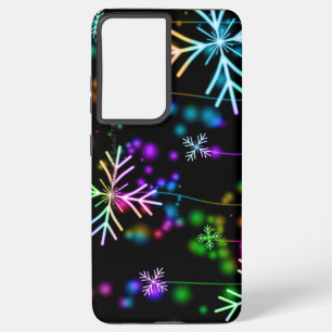 Coque Samsung Galaxy Noël tomber diverses couleurs néon flacons de neig