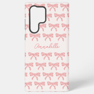 Coque Samsung Galaxy Nœuds coquettes rayés rose et rouge
