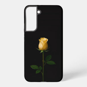 Coque Samsung Galaxy Noir 4 Luxe Galaxy S22 Plus, Rose Jaune Ensoleillé