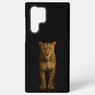Coque Samsung Galaxy Noir 4 Luxe Galaxy S22 Ultra, Léopard Majestueux