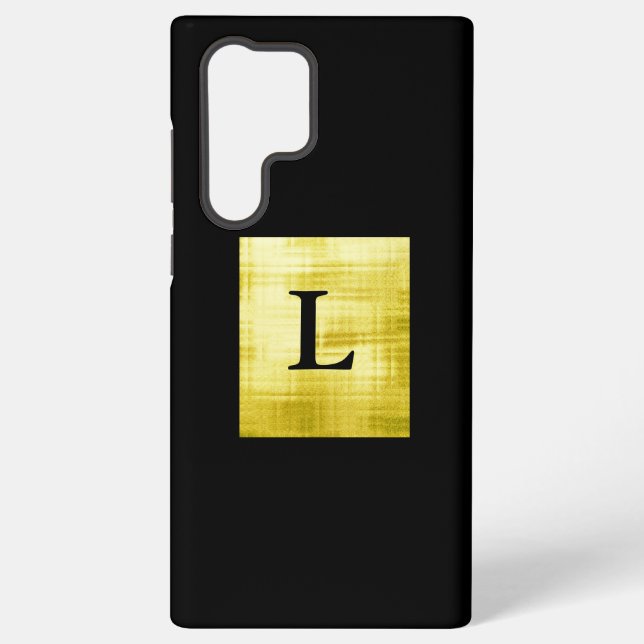 Coque Samsung Galaxy Noir à panneaux en or II (Verso)