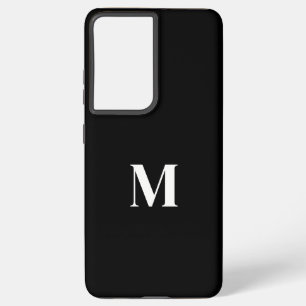 Coque Samsung Galaxy Noir Blanc élégant élégant Nom personnalisé Monogr