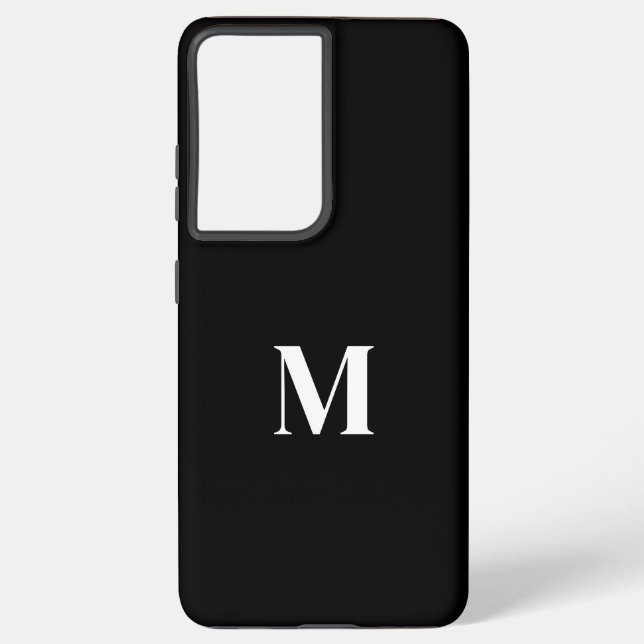 Coque Samsung Galaxy Noir Blanc élégant élégant Nom personnalisé Monogr (Verso)