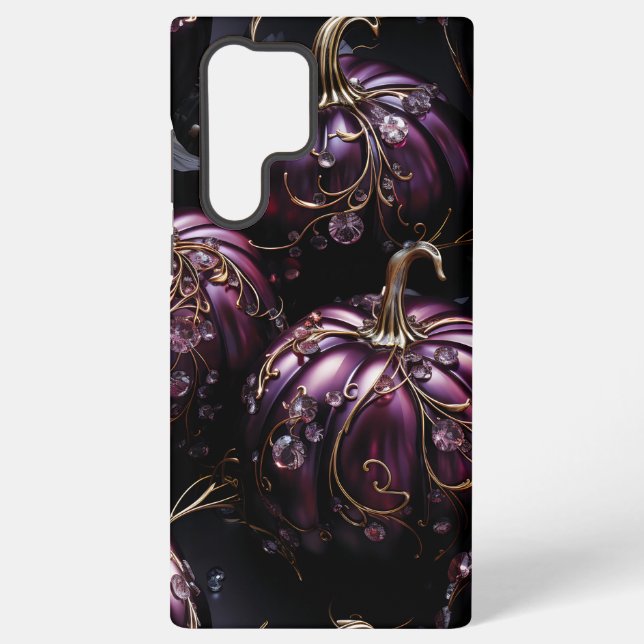 COQUE SAMSUNG GALAXY NOIR GOTHIQUE AVEC DES CITROUILLES ROULEAUX FONCÉS (Verso)