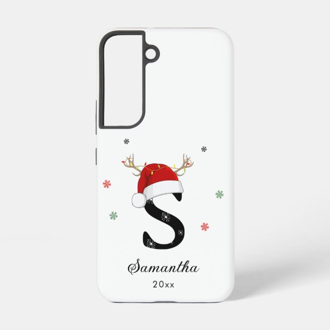 Coque Samsung Galaxy Nom de la lettre Santa Hat | Monogramme | Initiale (Verso)