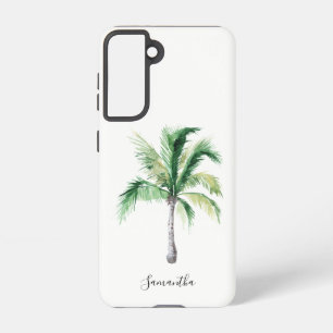 Coque Samsung Galaxy Nom du monogramme Palm Tree Coastère Personnalisé