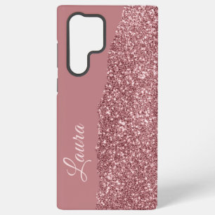 Coque Samsung Galaxy Nom manuscrit rose Métal Paillettes Faux