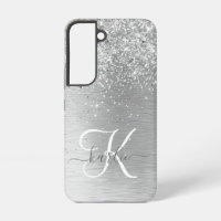 Nom Monogramme Paillettes Métal Brossé Argent