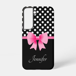 Coque Samsung Galaxy Nom personnalisé Élégant Rose Bow