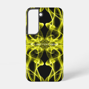 Coque Samsung Galaxy Nom personnalisé Fumée jaune Noir symétrique