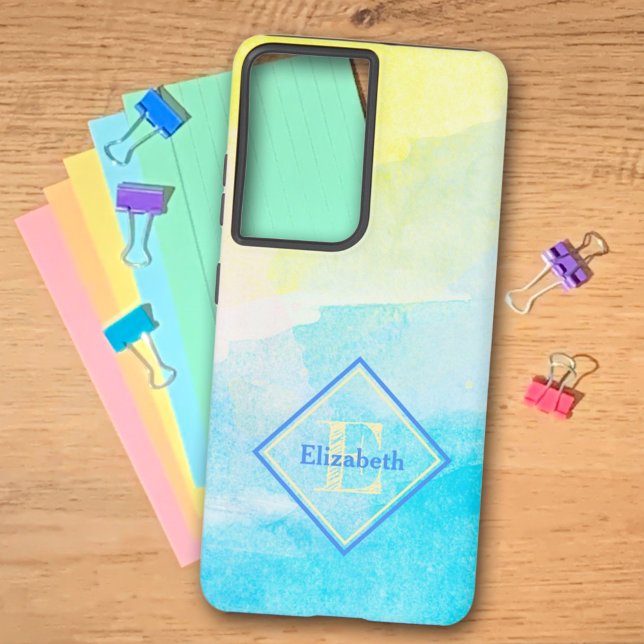 Coque Samsung Galaxy Nom personnalisé Monogram Pastel Coton Candy Coule (Give this easy to personalize phone case as a gift for your new phone. )