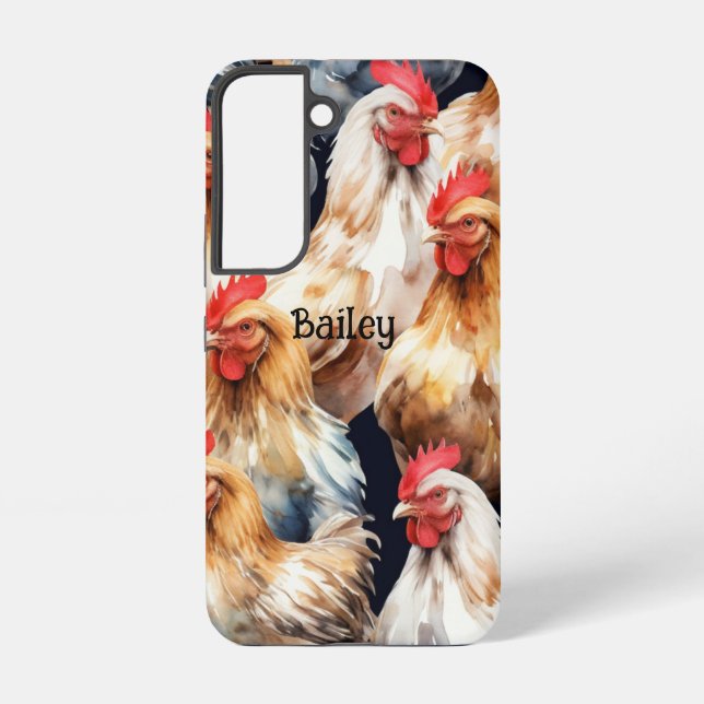Coque Samsung Galaxy Nom Personnalisé Poulets Hen Oeufs De Coq (Verso)