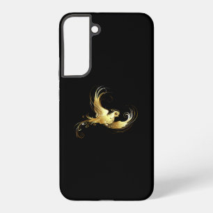 Coque Samsung Galaxy Oiseau d'or sur Arrière - plan noir