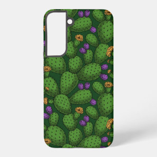 Coque Samsung Galaxy Opuntie de floraison sur vert foncé