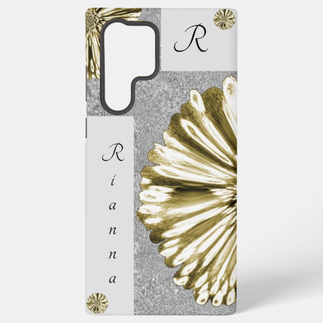 Coque Samsung Galaxy Or moderne élégant en diamant marbré (Verso)