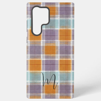 Coque Samsung Galaxy Orange and Purple Plaid Pattern Monogram