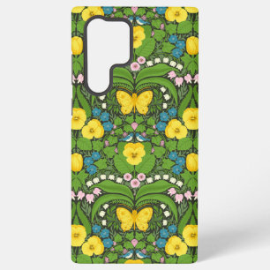 Coque Samsung Galaxy Pansies jaunes, oiseaux et papillons
