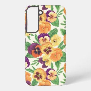 Coque Samsung Galaxy Pansies sur blanc cassé