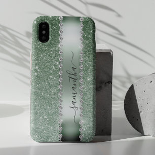 Coque Samsung Galaxy Papier à lettres en faux strass verts diamantés