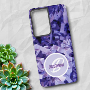 Coque Samsung Galaxy Papier Déchiqueté et Froissé Violet avec Monogramm