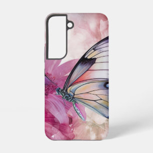 Coque Samsung Galaxy Papillon de rêve avec des fleurs roses