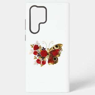 Coque Samsung Galaxy Papillon fleur rouge avec des roses rouges