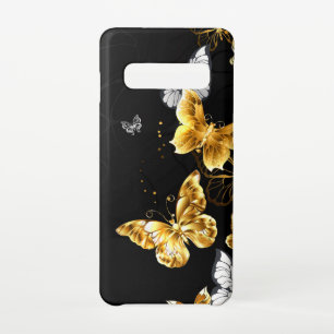 Coque Samsung Galaxy S10 Papillons blancs et dorés