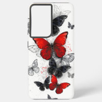 Papillons noirs et rouges volants