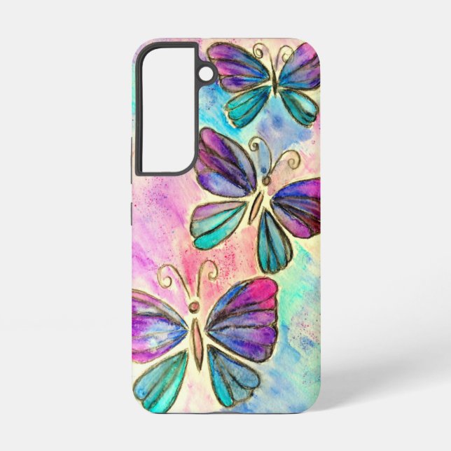Coque Samsung Galaxy Papillons rose violet Samsung Coque Galaxy (Verso)