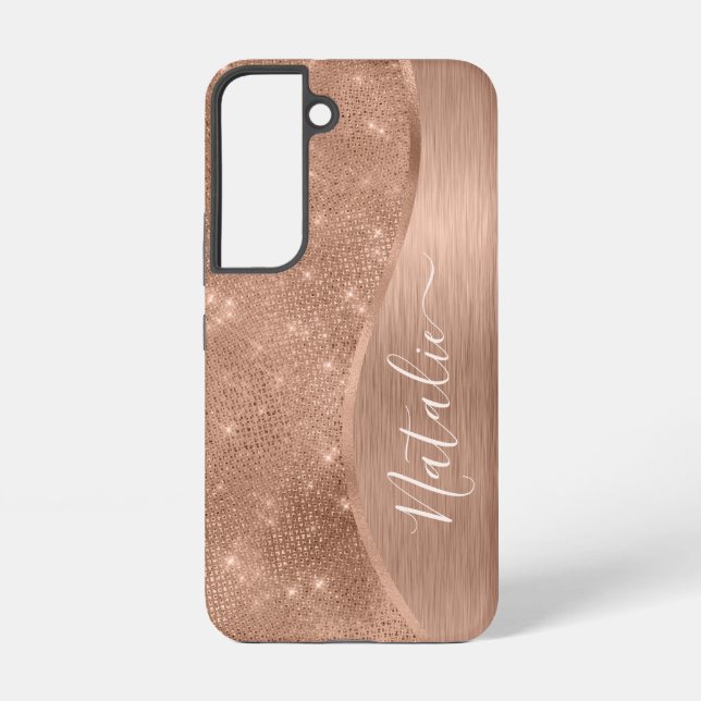 Coque Samsung Galaxy Parties scintillant métal Rose or personnalisé (Verso)