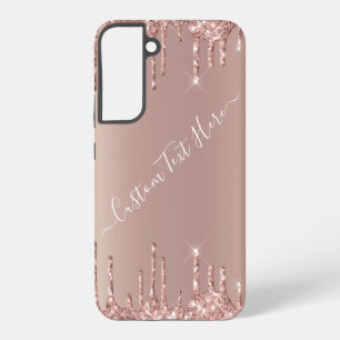 Coque Samsung Galaxy Parties scintillant or rose Texte personnalisé