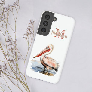 Coque Samsung Galaxy Pastel Watercolor Pelican Louisiane Nom initial