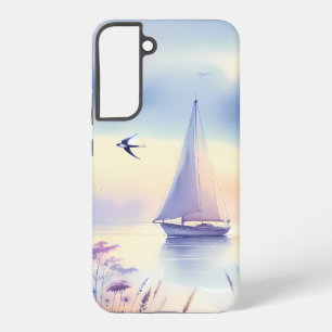 Coque Samsung Galaxy Paysage côtier onirique au voilier pastel